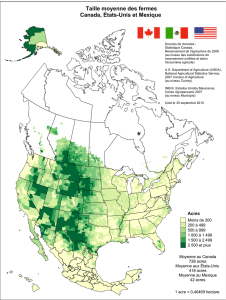 Taille moyenne des fermes Canada, États