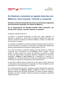 Air Nostrum conectará en agosto Asturias con Mallorca, Gran