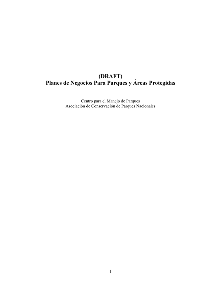 Draft Planes De Negocios Para Parques Y Reas Protegidas