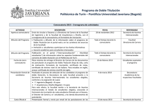 Programa de Doble Titulación Politécnico de Turín – Pontificia