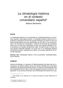 La climatología histórica en el contexto universitario español
