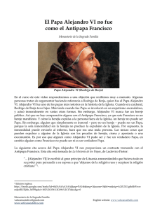 El Papa Alejandro VI no fue como el Antipapa Francisco