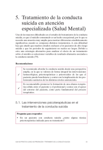 5. Tratamiento de la conducta suicida en atención especializada