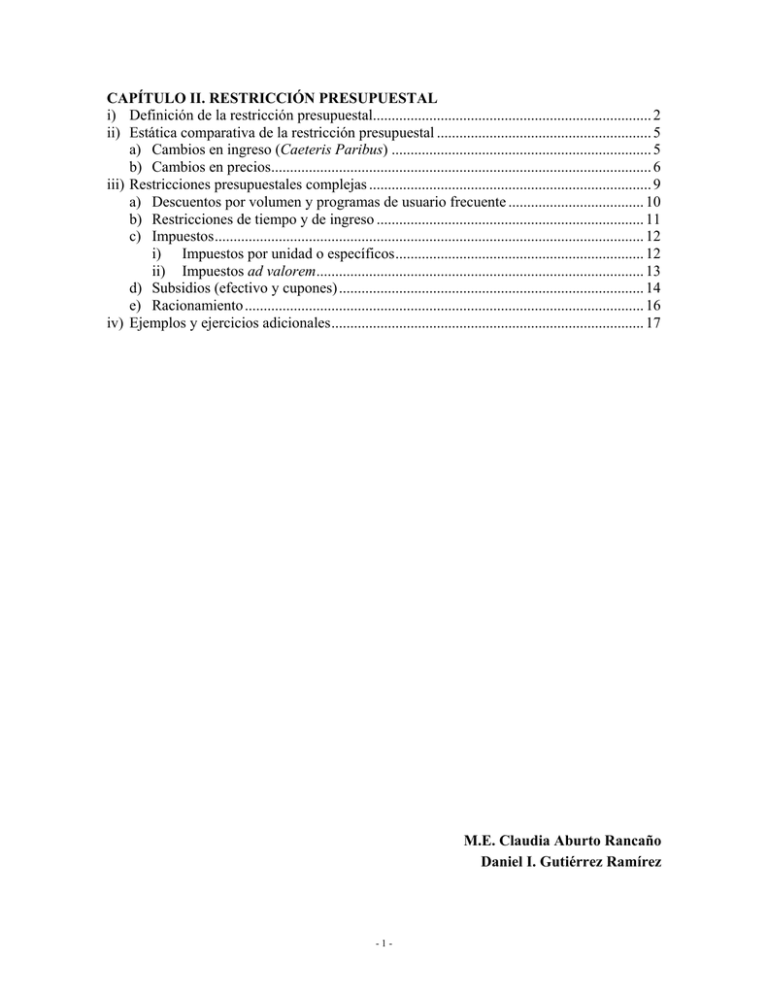 CAPÍTULO II. RESTRICCIÓN PRESUPUESTAL I
