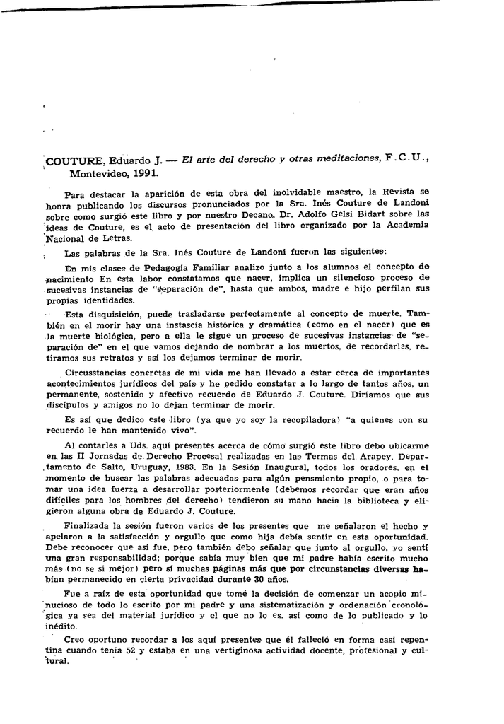 .COUTURE, Eduardo J. El arte del derecho y otras meditaciones, F