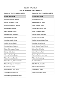 RELACIÓ D`ALUMNAT CURS DE RESCAT AQUÀTIC AVANÇAT