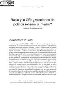 Rusia y la CEI: ¿relaciones de política exterior o interior?