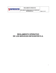 REGLAMENTO OPERATIVO DE LOS SERVICIOS INFOCENTER S.A.