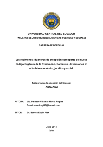 UNIVERSIDAD CENTRAL DEL ECUADOR Los regímenes