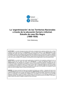 `argentinización` de los Territorios Nacionales a través