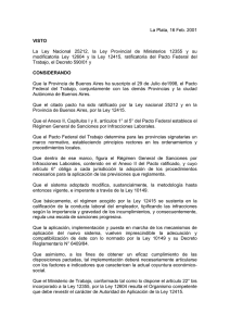 Resolución MTBA Nº 129/01 - Ministerio de Trabajo de la Provincia