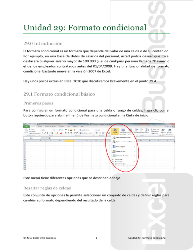 Unidad 29: Formato Condicional