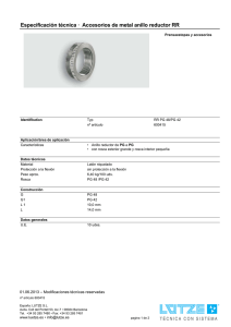 Especificación técnica · Accesorios de metal anillo reductor RR