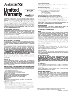 9121928 Warranty Certified Installation and Dispute Resolution
