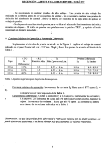 RECEPCIÓN , AJUSTE Y CALIBRACIÓN DEL RELÉ 87T