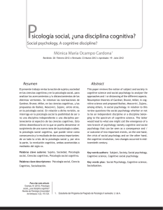 Psicología social, ¿una disciplina cognitiva?