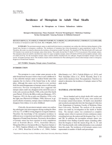 Incidence of Metopism in Adult Thai Skulls