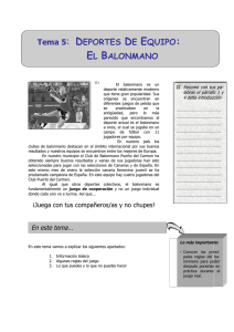 Tema 5: DEPORTES DE EQUIPO: EL BALONMANO