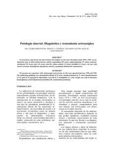 Patología sinovial: diagnóstico y tratamiento artroscópico