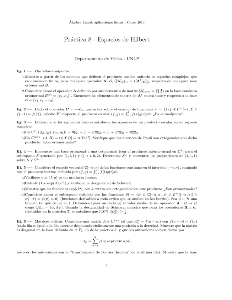 Práctica 8 Espacios de Hilbert