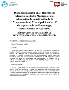 Disponen inscribir en el Registro de Mancomunidades Municipales