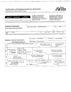 Verification of Employment/Loss of Income Learnmg