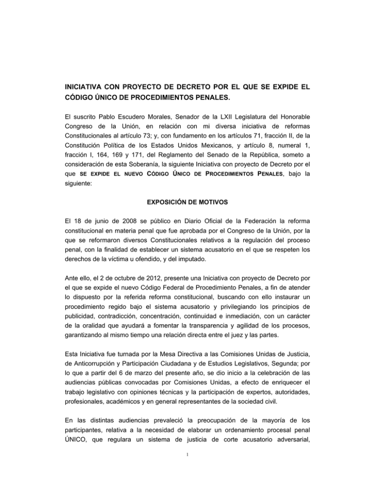 Iniciativa Con Proyecto De Decreto Por El Que Se Expide El Código