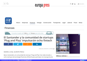 El Santander y la comunidad de startups `Plug and Play