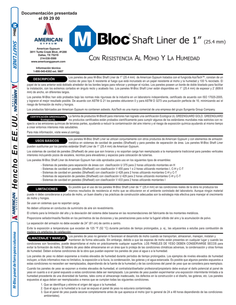 MBloc Shaft Liner SPANISH submittaL.indd