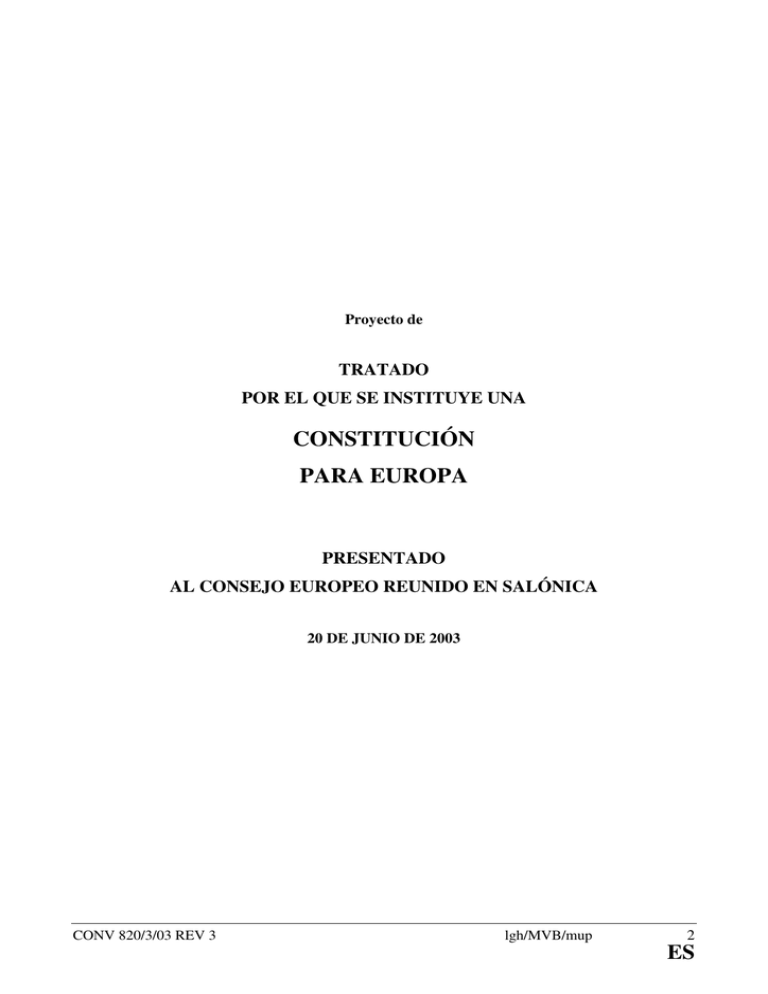 Proyecto De Constituci n Europea