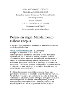 Detención ilegal: Mandamiento Hábeas Corpus