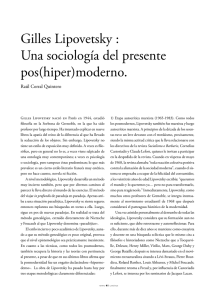 Gilles Lipovetsky : Una sociología del presente pos(hiper)moderno.