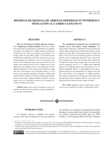 Reservas de biomasa de árboles dispersos en potreros y mitigación