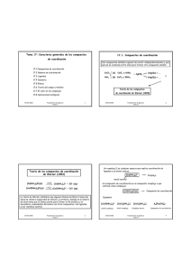 Tema 17: Caracteres generales de los compuestos de coordinación
