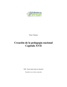 Creación de la pedagogía nacional Capítulo XVII