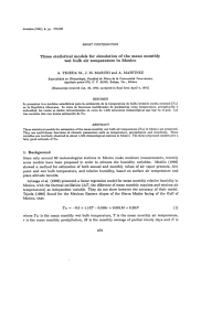 Three statistical models for simulation of the mean monthly wet bulb