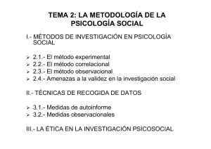 TEMA 2: LA METODOLOGÍA DE LA PSICOLOGÍA SOCIAL