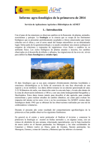 Informe agro-fenológico de la primavera de 2014