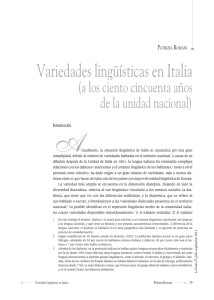 Variedades lingüísticas en Italia - Universidad Autónoma del Estado