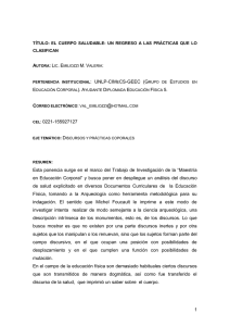 El cuerpo saludable: un regreso a las prácticas que lo clasifican.