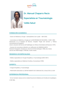 Dr. Manuel Chaparro Recio Especialista en Traumatología Vallés