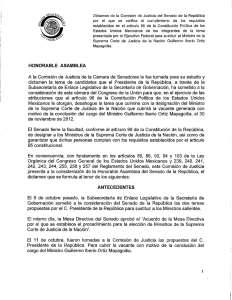 Dictamen de la Comisión de Justicia del Senado de la República