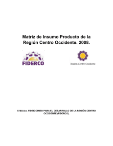 Matriz de Insumo Producto de la Región Centro Occidente. 2008.