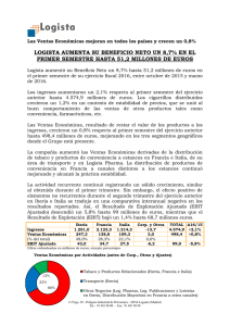 LOGISTA AUMENTA SU BENEFICIO NETO UN 8,7% EN EL