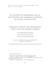 el concepto de sensibilidad para el caso discreto del problema de