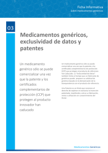 Medicamentos genéricos, exclusividad de datos y patentes