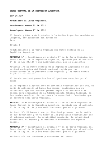 BANCO CENTRAL DE LA REPUBLICA ARGENTINA Ley 26.739