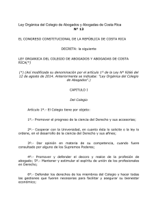 Ley Orgánica del Colegio de Abogados y Abogadas de Costa Rica