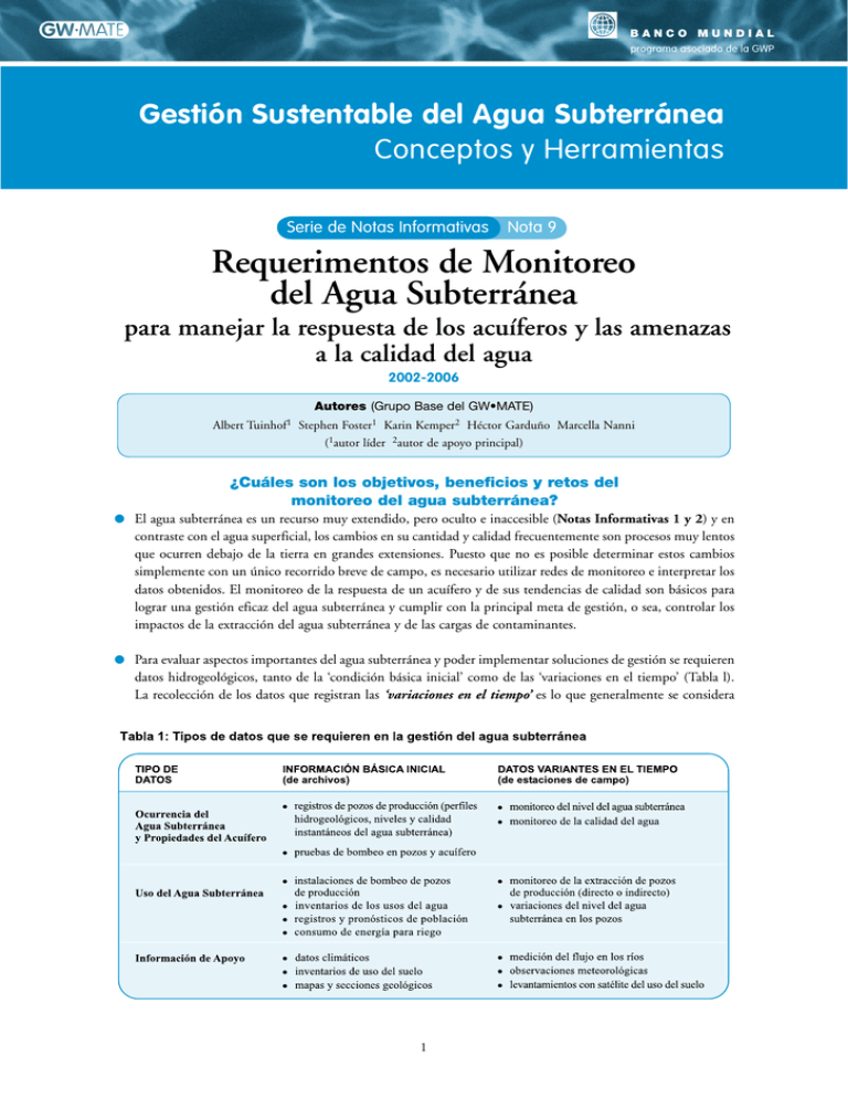 Requerimentos De Monitoreo Del Agua Subterránea