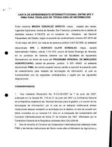 Carta de entendimiento interinstitucional entre SFE y